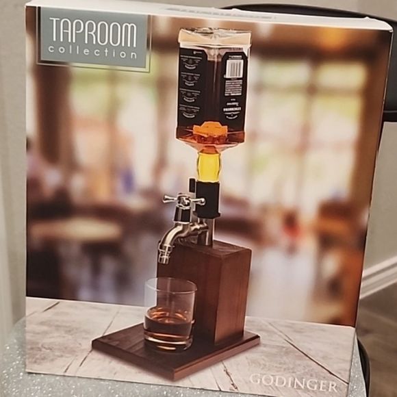 Godinger Taproom Collection Wood Base Bottle Dispenser - Picture 6 of 8